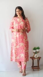 Springtime Pink Delight V-Neck Suit Set - Image 2
