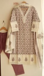 Floral Whispers Embroidered Three-Piece Cotton Suit Set - Blend of Fun - Image 2
