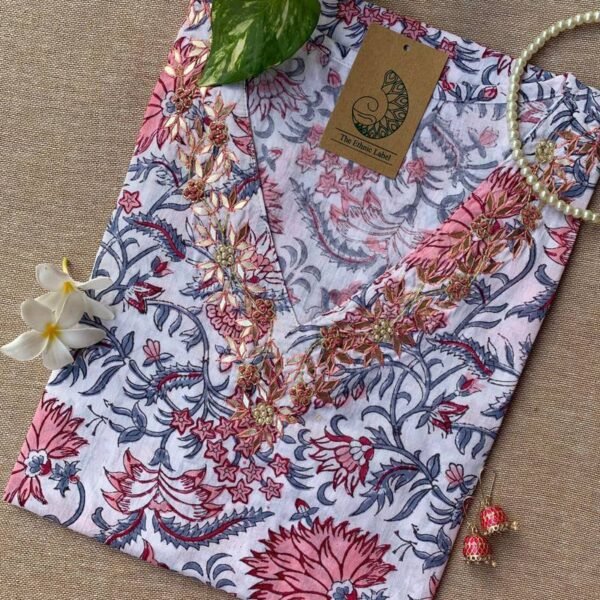 "Shweta" Hand Work Embellished Cotton kurta