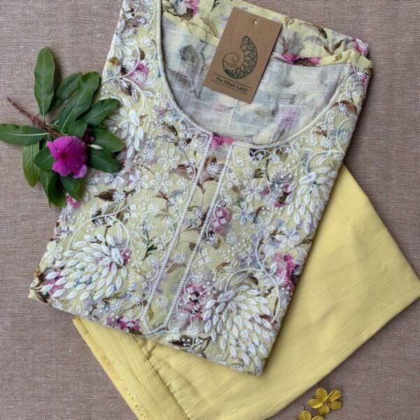 "Hira" Chikankari Kurta with Pants (2pc)