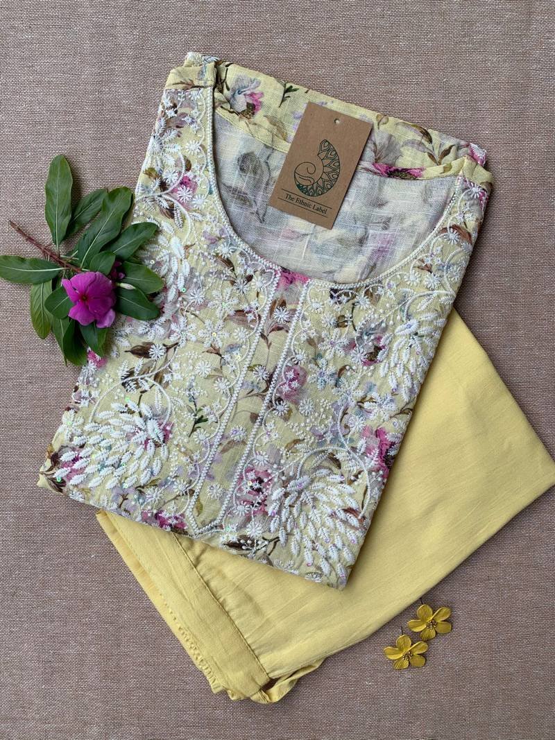 IMG_3682-scaled-1.jpg "Hira" Chikankari Kurta with Pants (2pc) - Image 1