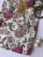 Lilac "Bageecha" Hand block printed Angrakha Cotton Kurta - Image 2
