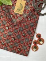 "Aiza" Ajrakh Hand Block Printed Cotton kurta - Image 2