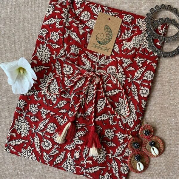 Maroon Bagru Tassel Cotton Kurta