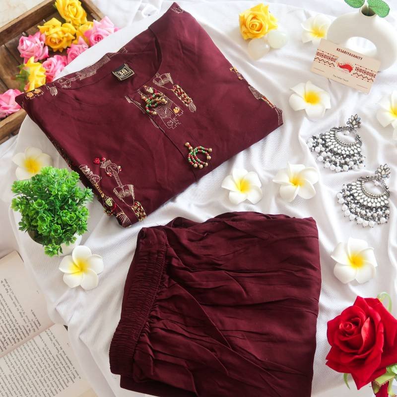 WhatsAppImage2023-11-25at12.31.36_17088261_04a159af-c488-4b38-8052-5b09b2b2a062.jpg Tribal Vibes Rich Look Rosewood Suit Set - Image 1