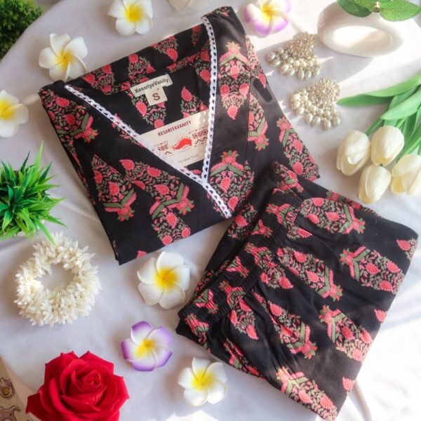 Black Blooms Suit Set - Sukoon (Slim Fit)